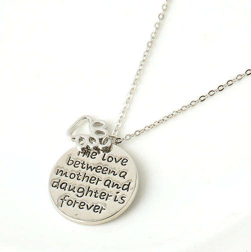 Ladies Sweet 925 Silver Plated  "MOTHER & DAUGHTER"  Necklace